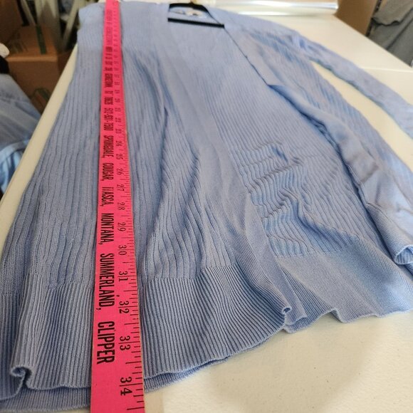 Loft Cardigan Sweater XS Light Blue Open Front Long Cabincore - Picture 6 of 11